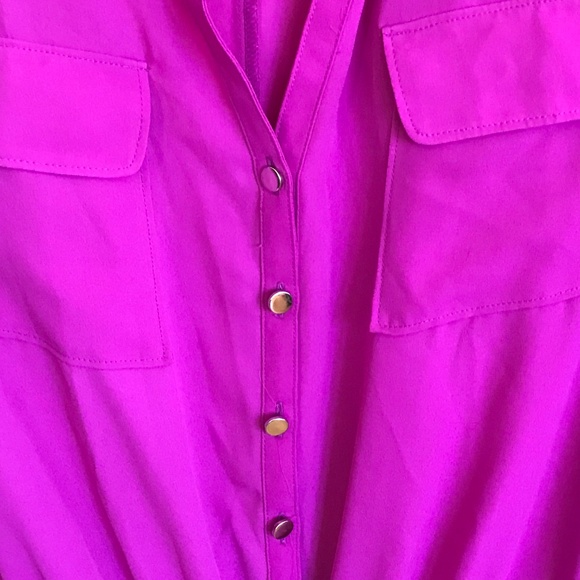 LANE BRYANT Peplum Button Down Blouse Purple Fushia Top Women’s Plus Size 14 1X - Picture 3 of 16